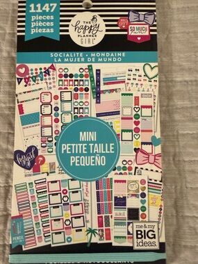 Happy Planner Socialite Mini Planner Sticker Book - Teal, Pink & Navy Accents